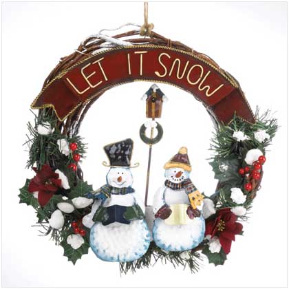 Painted metal snowmen 