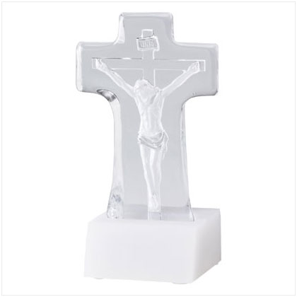 carved glass sculpture of the crucifixion 